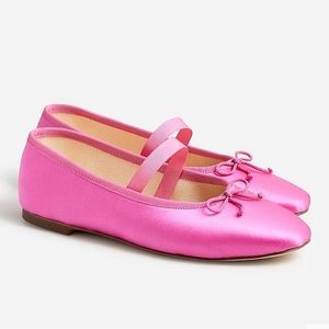 J. Crew Zoe strappy flats in satin, festival pink